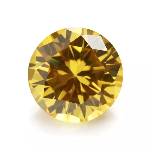 Size 0.8mm~10mm Golden Yellow Loose CZ Stone Round Shape Cubic Zirconia Stone