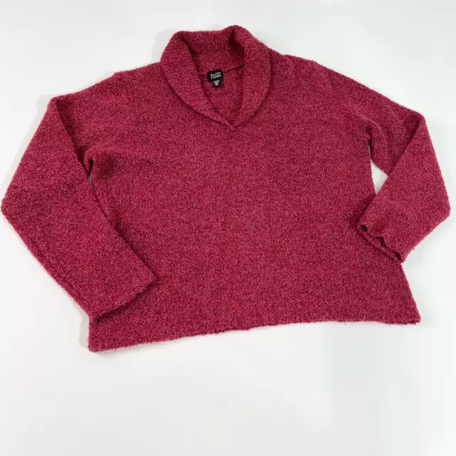 Eileen Fisher Pullover Sweater Women's XL Red Merino Wool Cashmere Boucle Collar