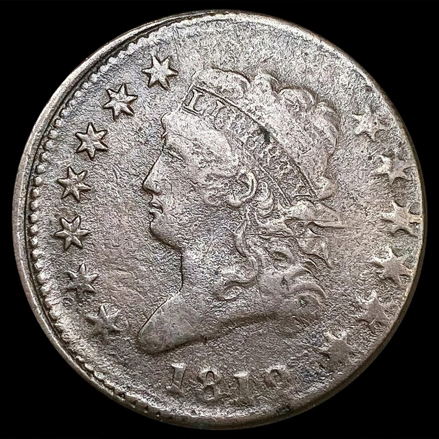 1812 2% Misaligned Die Obv Large Cent Coin ABOUT UNCIRCULATED
