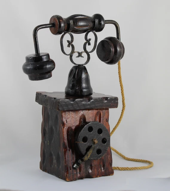 Boîte à Bijoux Vintage En Bois Forme De Téléphone - Déco Ancienne Et Originale