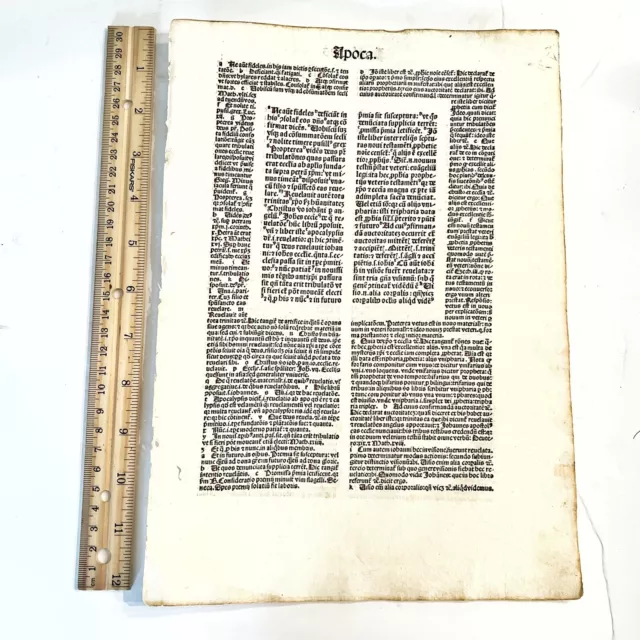 RARE 1495 Incunable Bible Leaf Manuscript Christian Revelation Apocylypse John