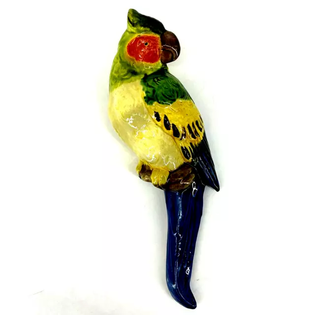 Ceramic Wall Pocket Majolica Vase Novelty Parrot Parakeet Vintage 1940s Japan