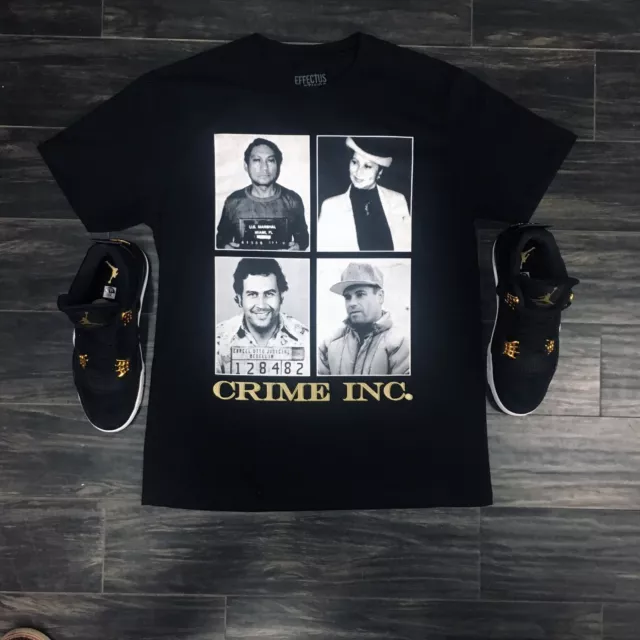 Tee to Match Gold Jordans & Foams Crime INC Tee El Chapo + Pablo Escobar 9