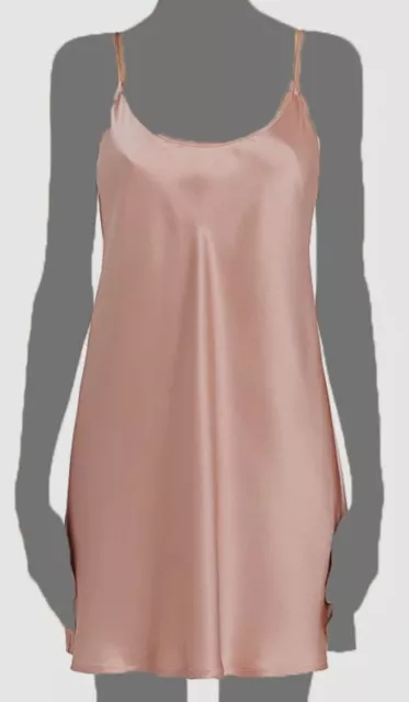 $270 La Perla Women's Pink Silk Unlined Scoop Neck Chemise Sleepwear Size L