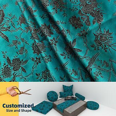 Bn105*Fabric/Cushion Cover/Runner*Bird Peacock Green Faux Silk Kimono Brocade
