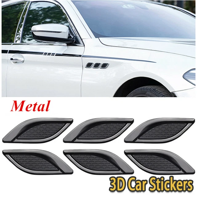 3D Shark Gill Cars Black Metal Sticker For Car Modified Fender Side Fake Vent