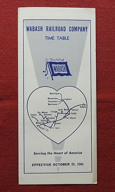 1961 Washbash Railroad Company Program Schedule Train Brochure Nice