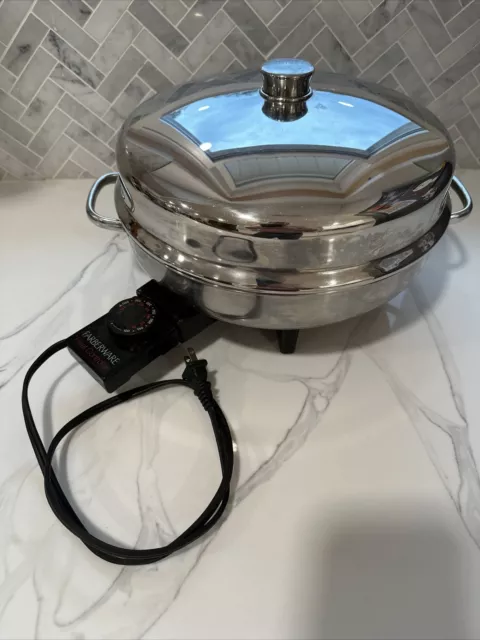 Farberware 344A 12 Electric Skillet Buffet 3 Qt Stainless Steel Cooker  Dome Lid