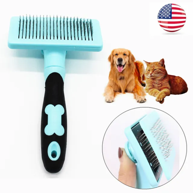Pet Grooming Brush Self Cleaning Dog Cat Slicker Brush Gently Remove Comb Tool