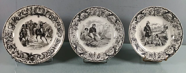 Lot 3 ASSIETTES Parlantes Faiencerie SARREGUEMINES UC Ceramique Decoratives W