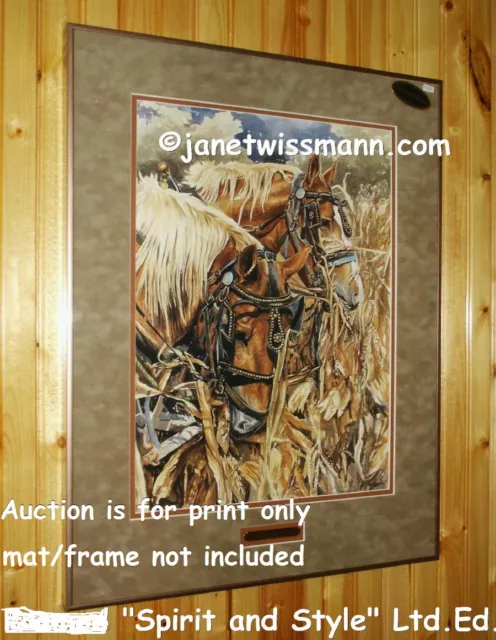 "SPIRIT AND STYLE" ~ S/N ART PAINTING PRINT Belgian Amish Draft Team Farm Horses