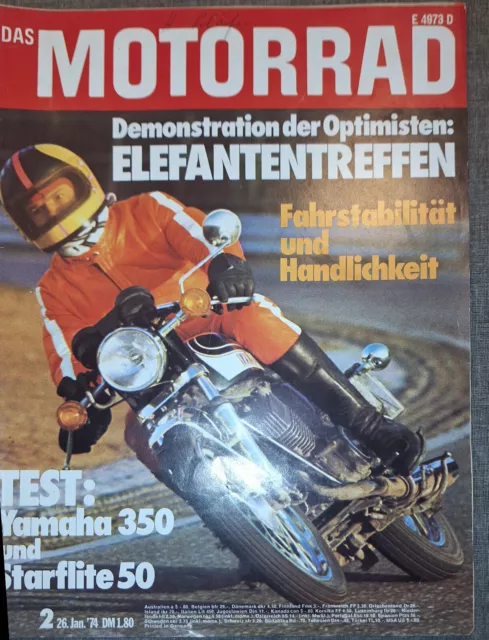 das Motorrad 1974 Heft 2   /   Test: Jamaha 350