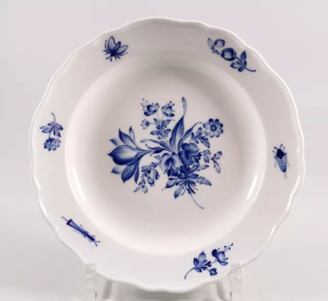 Meissen Teller blaue Blume Insekt kobaltblau 1.Wahl Ø21cm um 1890