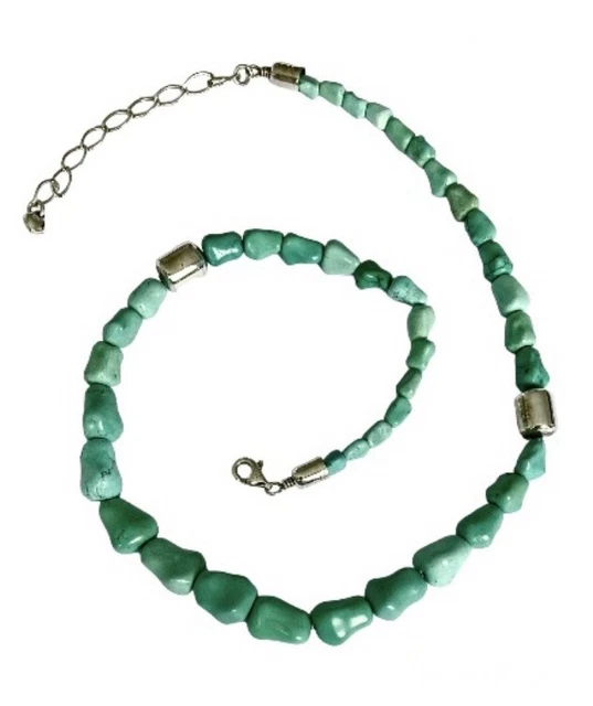 JAY KING~MINE FINDS Sterling Silver TURQUOISE KNUCKLE BEAD Adjustable Necklace