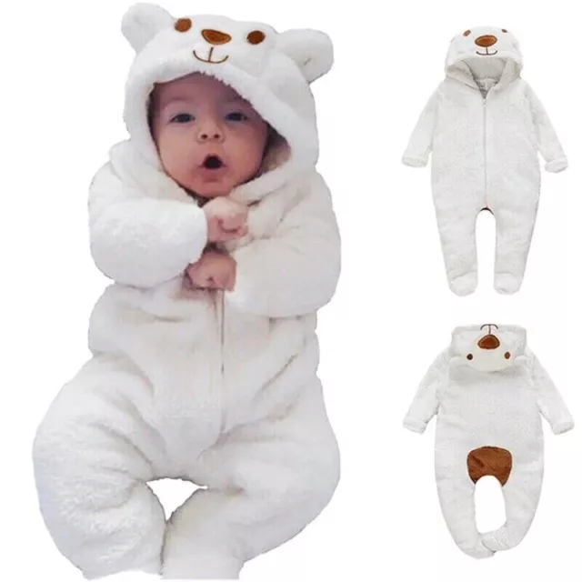 Tuta con cappuccio neonato bambino bambina bambini orso tuta vestiti con cerniera abiti