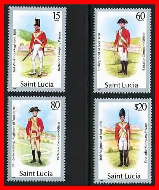 St.Lucia 1986 Armée Britannique Militaire Uniforms (Complet Ensemble) MNH Cv. (