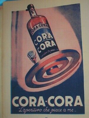 CORA CORA APERITIVO FIAT 500 BICICLETTA FREJUS PUBBLICITA  ADVERTISING ACME 1938 
