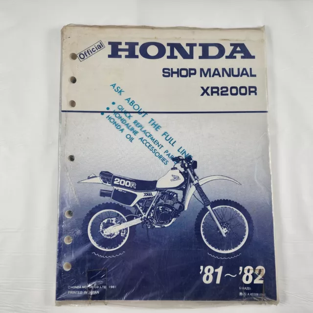 81 - 82 Honda XR200 R XR 200 Original Service Repair Shop Manual Book 61ka201