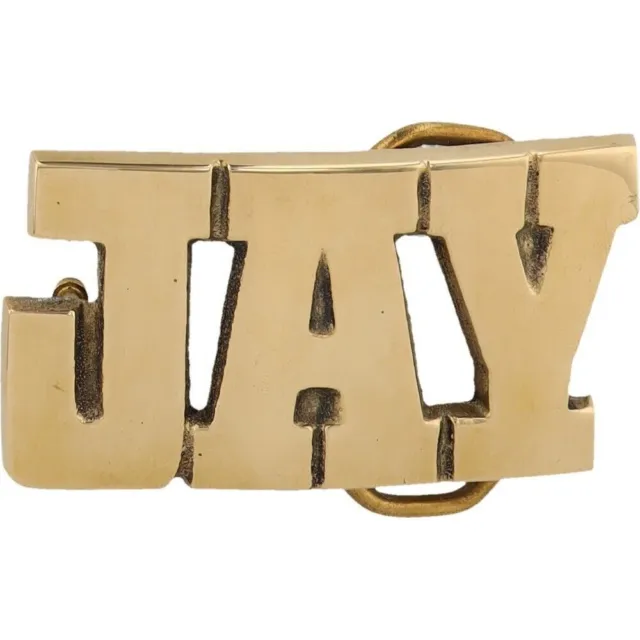 New Brass Jay Jayson Jaysie Jaysen J Name Tag Hippie 70s NOS Vintage Belt Buckle