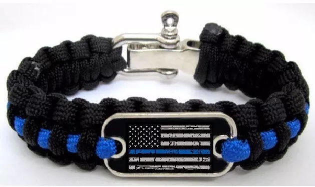 Paracord Survival Bracelet (Thin Blue Line Edition)