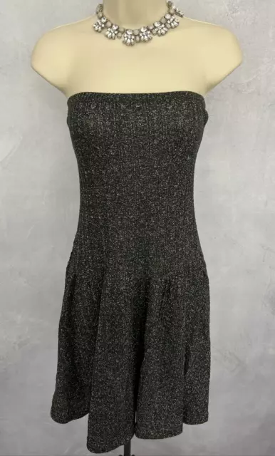 FREE PEOPLE Dress Silver Metalised Party Cocktail Evening Occasion Size UK 8 2