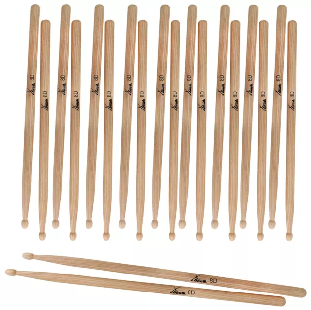 10 Paires 8D Baguettes de Bois Hickory Pointe Bois pour Batterie Tambour Battes 2