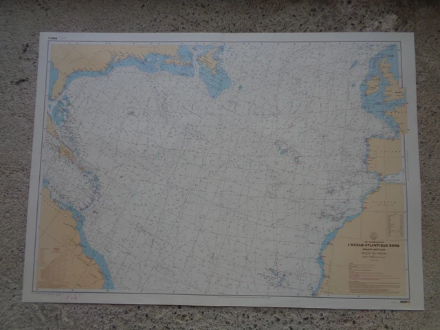 CARTE MARINE / L'Océan Atlantique nord France - Antilles Route du rhum  1971