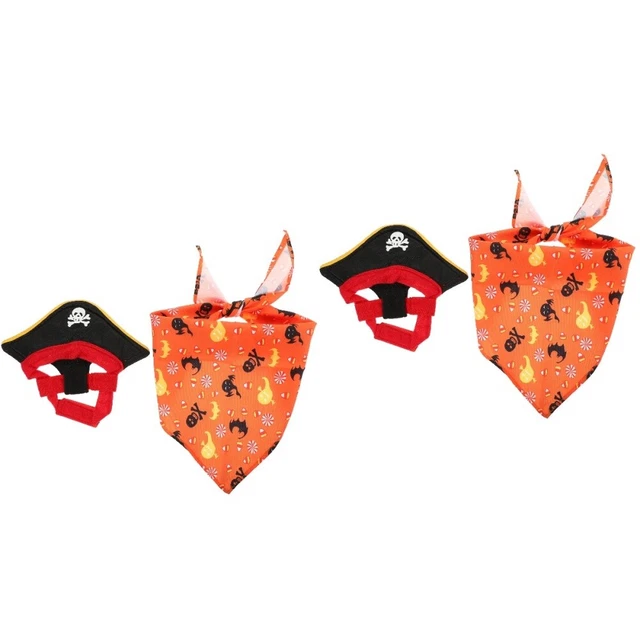 2 Sets cat bandana collar Haustier-Piraten-Kostüm-Set Hund Piratenhut Welpenklei