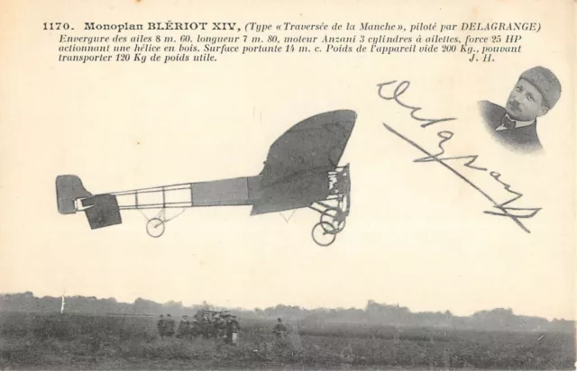 Cpa Aviation Monoplan Bleriot Xiv Type Traversee De La Manche Pilote Par Delagra