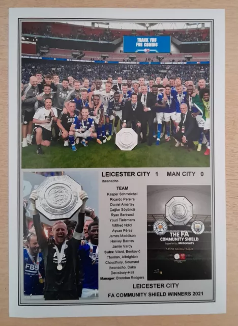 Leicester City 2021 FA Community Shield Winners A4 Print