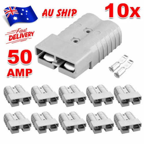 10 x Anderson Style Plug Connectors DC Power Tool 50 AMP 12-24V 6AWG 50a GREY AU