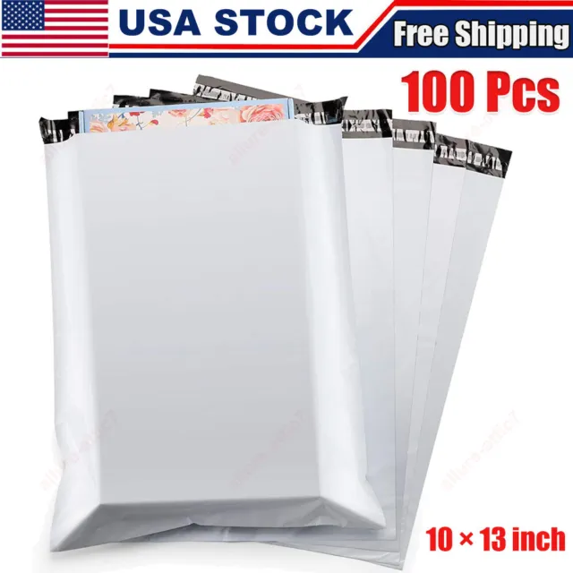 10x13 Inch 100Pcs White Poly Mailers Shipping Bag Mailing Envelopes Self-Sealing