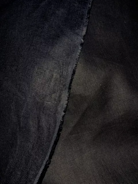 2m tissu lin bleu Foncé epais  Dos Enduit 140cm de large