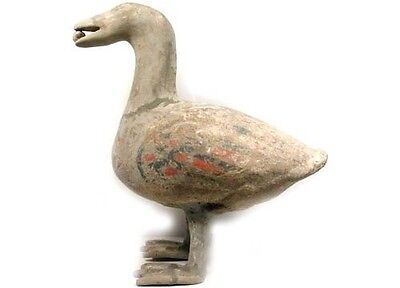 Ancient Han China Goose and Snail (Color) Large Painted Ceramic Statuette 100BC 3