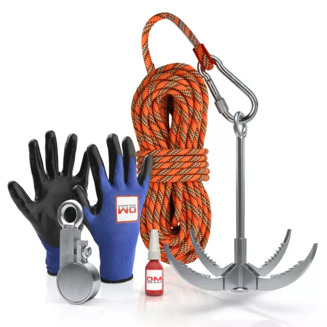 200 X™ MAGNET Fishing Kit. Grappling Hook, Gloves, 20m Rope 1000kg,  Threadlocker EUR 136,42 - PicClick IT