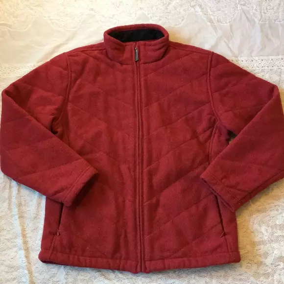 Woolrich Womens Red Quilted 100% Wool Jacket Size Small