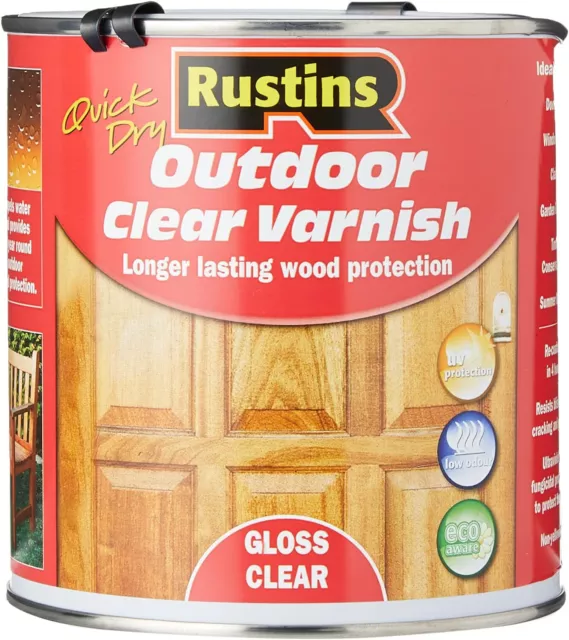 Rustins EAVG1000 Quick Dry Outdoor Clear Varnish 1L, Gloss