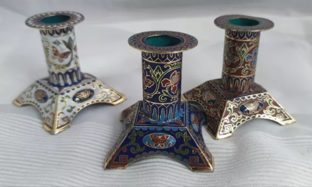 Vintage Cloisonne Emaille Kerzenständer Kerzenhalter candle Holder bougeoir