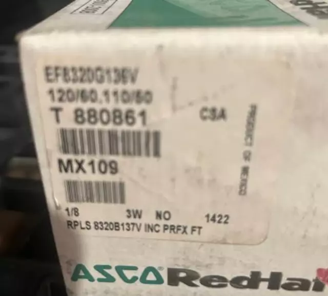 Asco Ef8320G136V 3-Way Solenoid Valve 1/8" Npt 120V (New In Box) 2