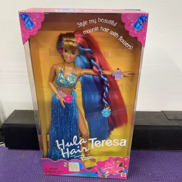1996 Teresa Barbie Hula Hair Doll NRFB 17049 Moonlit Blue Hair Rare NRFB 👀 1996 Teresa Barbie Hula Hair Doll NRFB 17049 Moonlit Blue Hair Rare NRFB 👀