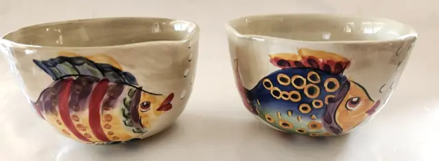 Set of 2 Fish Coupe Cereal Bowls ~ Under the Sea Tabletops Unlimited 2004