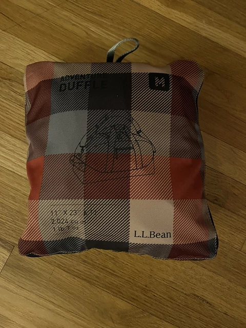 LL BEAN Adventure Duffle Medium Bag Apple Cinnamon Plaid With Storage Pouch