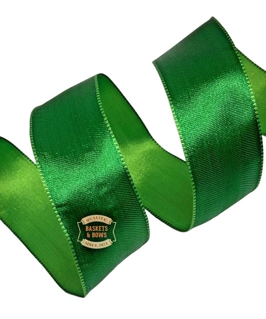WEIHNACHTSKANTBAND SATINGRÜN 38 mm GESCHENKVERPACKUNG HANDWERK DEKORATIONSKRANZ