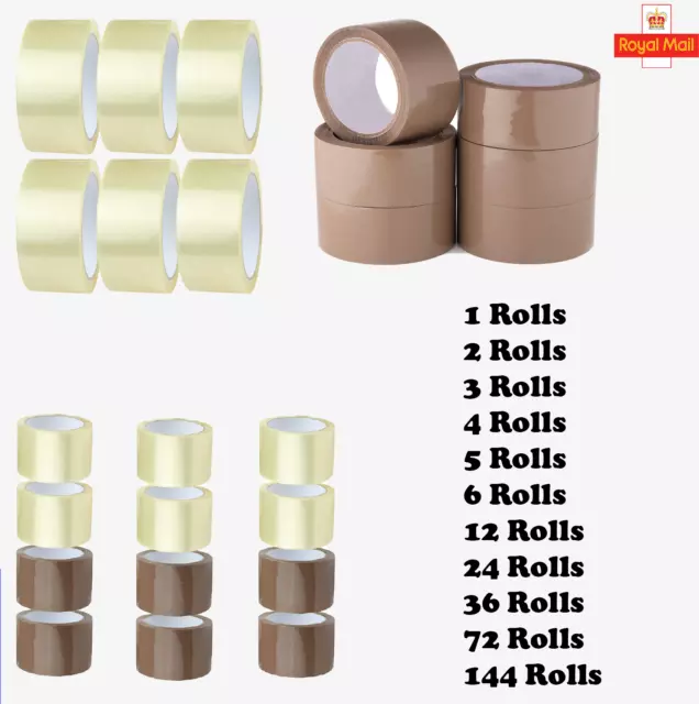 Long Length Tape Strong Clear / Brown 48mm X 66m Packing Parcel Tape Strong Tape