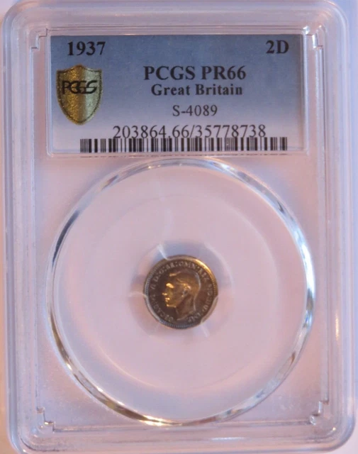 1937 Great Britain Maundy Money 2 Pence .94 Grams Silver Proof S-4089 PCGS PR-66
