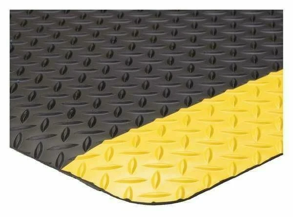 CONDOR Antifatigue Mat, Black/Yellow, 2 ft. W x 3 ft. L, 9/16" Thick, 6ENJ2