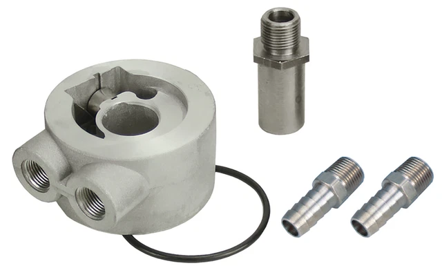 Derale Thermostatic Sandwich Adapter Kit with 3/8" NPT Ports and 3/4"-16 Filter