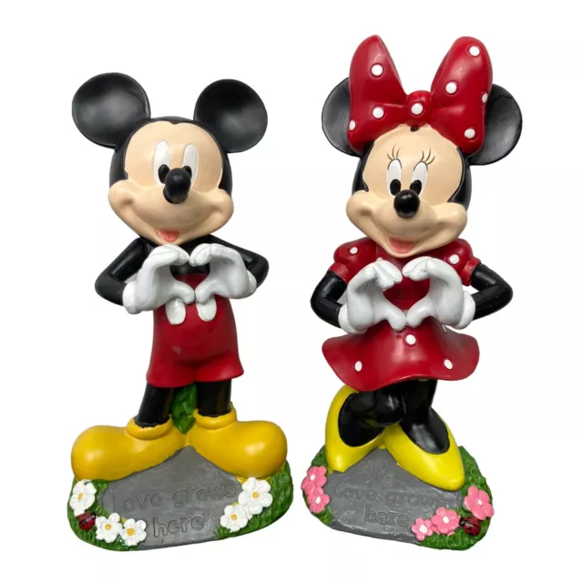 Disney Mickey Mouse and Minnie Mouse Love Grows Here Garden Statues New 8 Inch Disney Mickey Mouse and Minnie Mouse Love Grows Here Garden Statues New 8 Inch