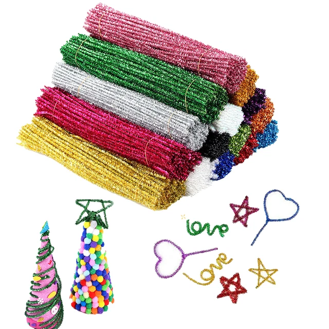 100 un. limpiadores de tuberías de color dobladas de múltiples colores con tubería brillante fácilmente mezclables