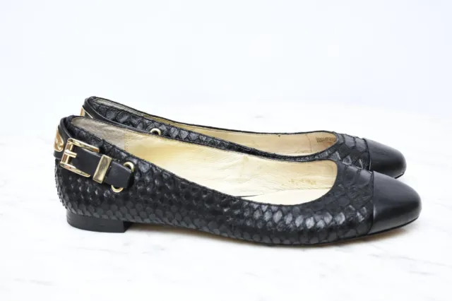 MICHAEL Michael Kors Snake Skin Leather Cap Toe Ballet Flats Shoes Womens Sz 6.5